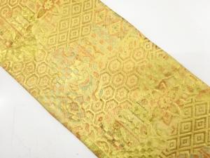 アンティーク　佐賀錦　道長取りに花・古典柄織り出し袋帯（材料）